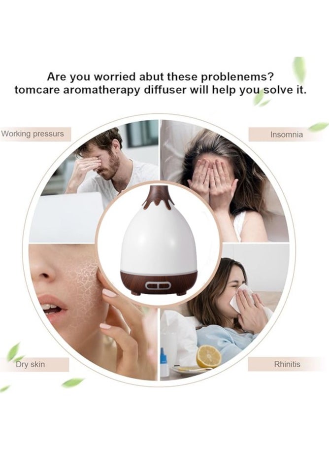 VOGMAX - Essential Oil Diffusers, 300ml Diffusers for Essential Oils Large Room,Home, Aromatherapy Oil Diffuser with Cool Mist（Wood grain/white） - Image 1