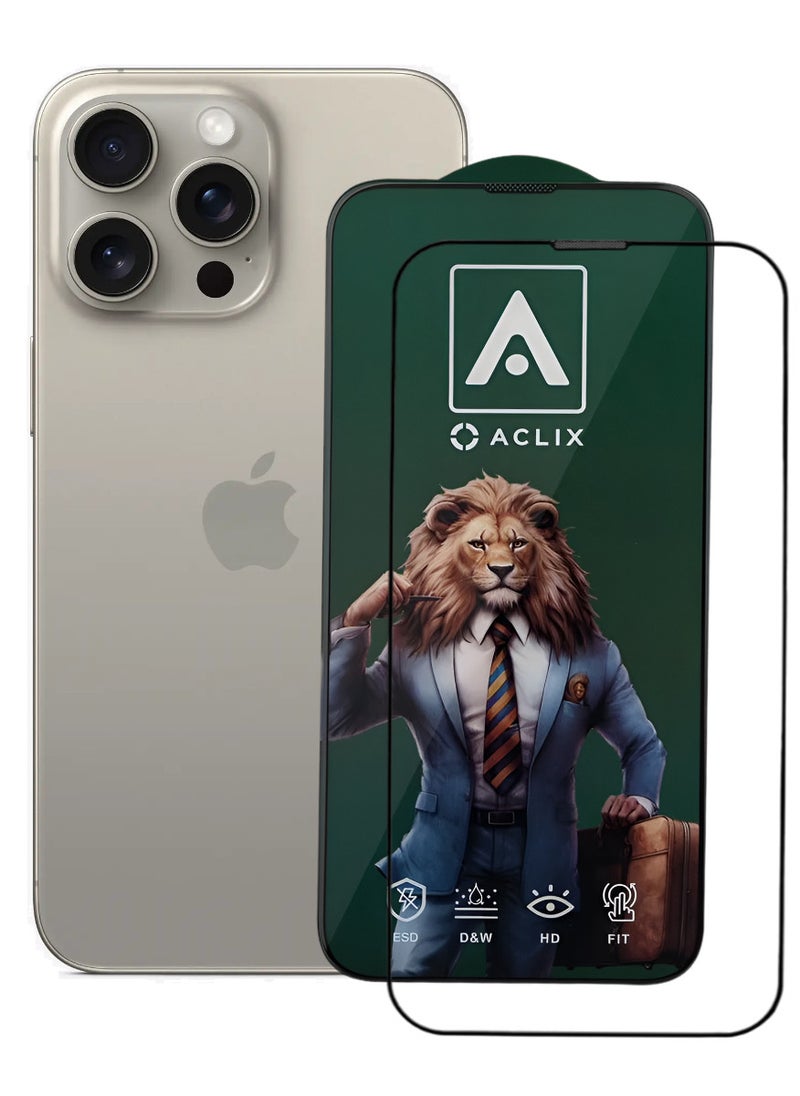 ACLIX Antistatic ESD Dustproof Premium Quality High Definition Tempered Glass Screen Protector Designed For  iPhone 15 Pro - Image 1