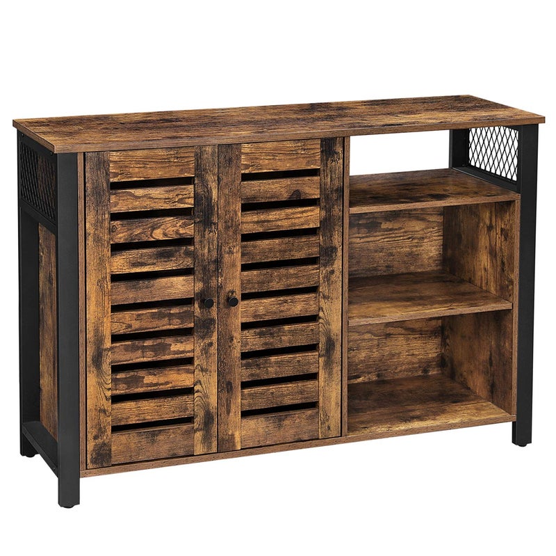 VASAGLE Lowell Storage Cabinet Sideboard with Adjustable Shelves and Louvered Doors Industrial 13 D x 449 W x 295 H Rustic Brown