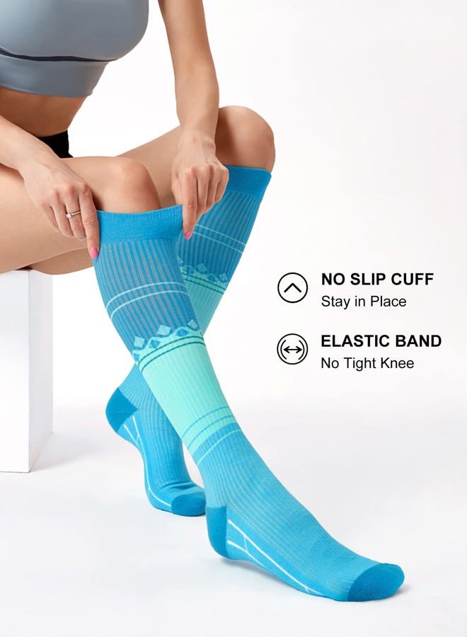FITRELL 3 Pairs Compression Socks for Women and Men 15-20mmHg-Muscle Circulation Support Socks for Travel, Nurse, Medical Pink+Purple+Blue L/XL, Pink+purple+blue, L-XL - Image 5
