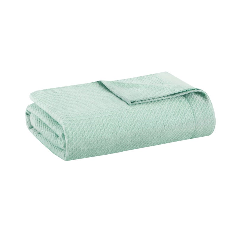 madison park Madison Park Soft Certified 100 Egyptian Cotton Breathable Cozy Blanket Premium Waffle Knit Classic Design Luxury All Season Lightweight Cover for Bed Couch and Sofa Seafoam Twin66x90  - Image 1