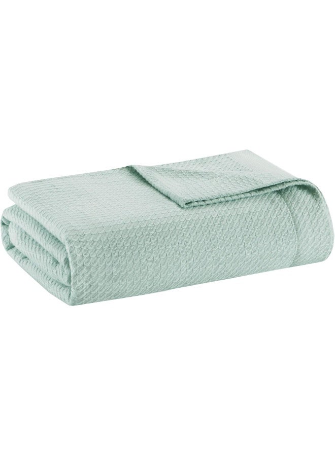 madison park Madison Park Soft Certified 100 Egyptian Cotton Breathable Cozy Blanket Premium Waffle Knit Classic Design Luxury All Season Lightweight Cover for Bed Couch and Sofa Seafoam Twin66x90  - Image 5