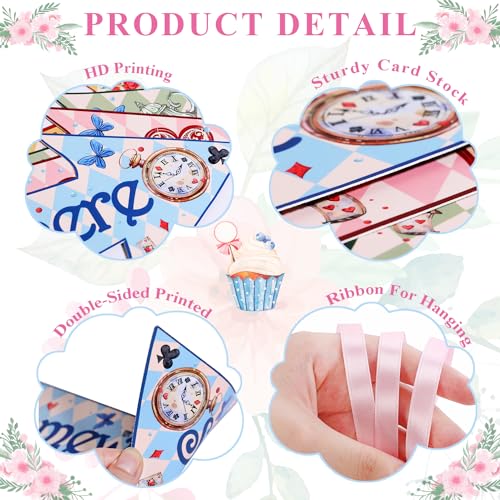 Htabiol Alice in Wonderland Arrow Signs, 24pcs Alice in Wonderland Signs, Htabiol Alice in Wonderland Party Decorations, Fit for Alice Wonderland Decor, Alice in Onederland 1st Birthday, Mad Hatter Tea Party - Image 3