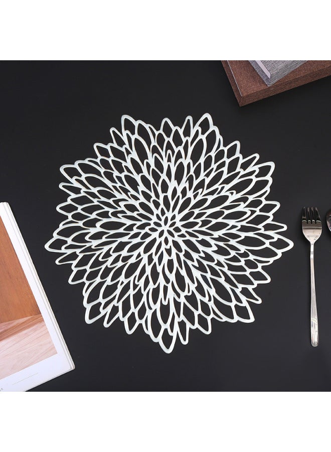 Foil Hollow Lotus Flower Dining Placemat Home Use Heat Resistant Tea Cup Coaster Plate Pvc Non-deformation Table Mat-Color:Rose Gold-Specifications:38CM Round  - Image 3