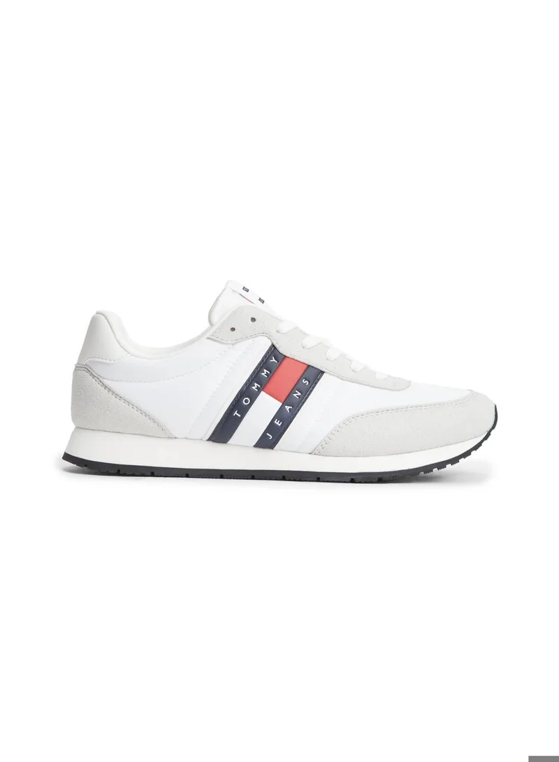 Logo Mixed Texture Trainers
