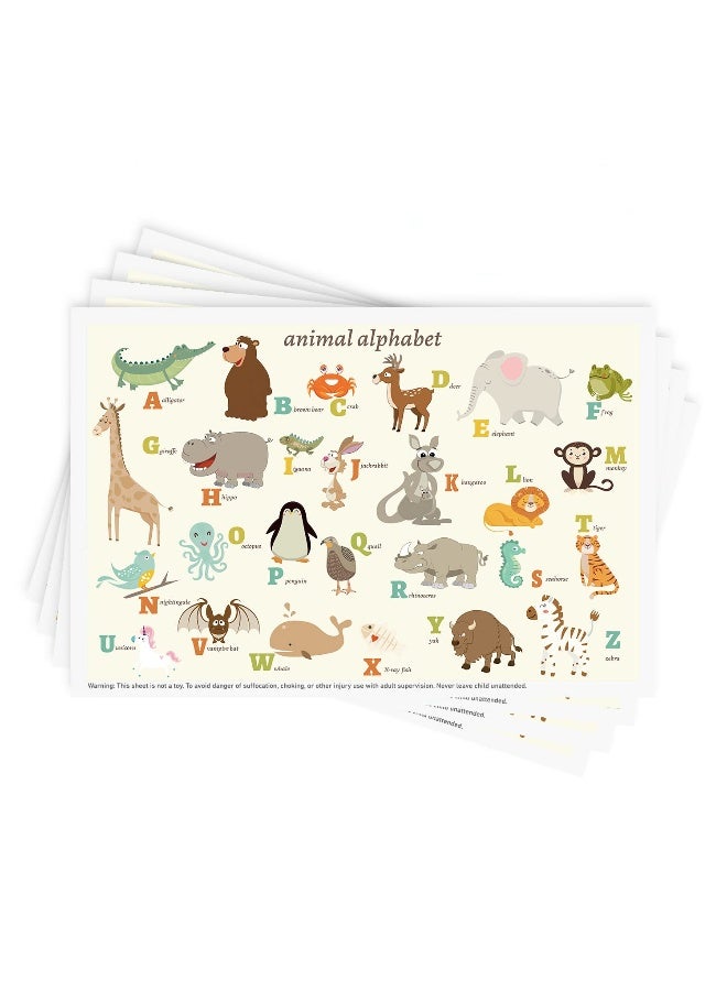 Babebay Disposable Stick-on Placemats 40 Pack for Baby & Kids, Restaurant Table Mats 12" x 18" Sticky Place Mats, Toddler Baby Placemat, Animal Alphabet Theme - Image 1