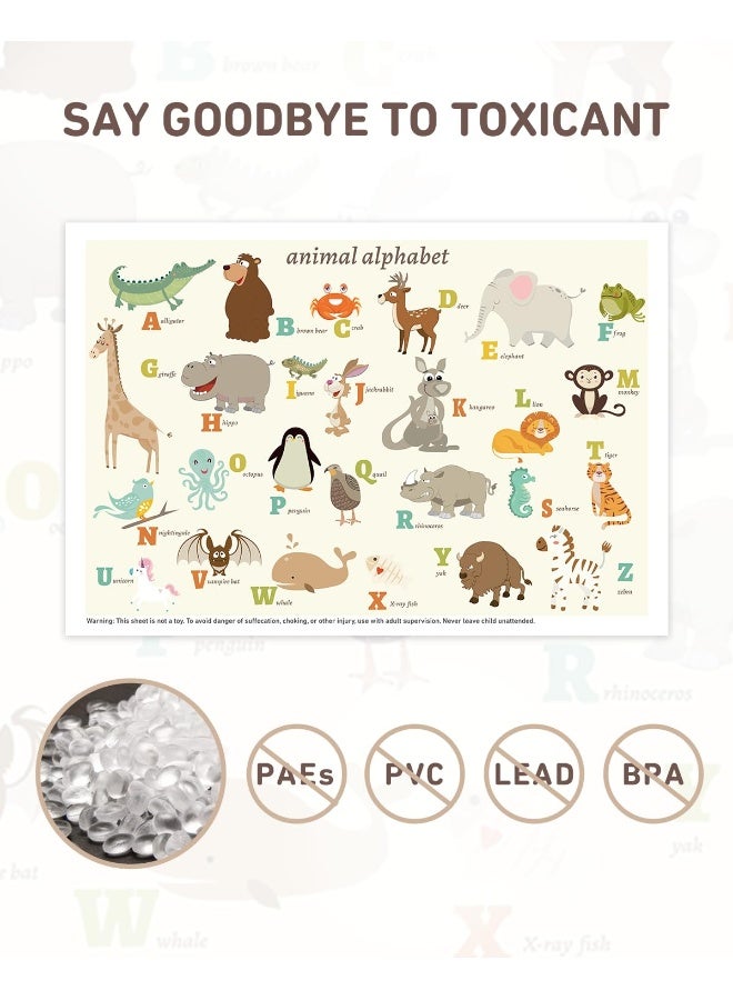 Babebay Disposable Stick-on Placemats 40 Pack for Baby & Kids, Restaurant Table Mats 12" x 18" Sticky Place Mats, Toddler Baby Placemat, Animal Alphabet Theme - Image 2