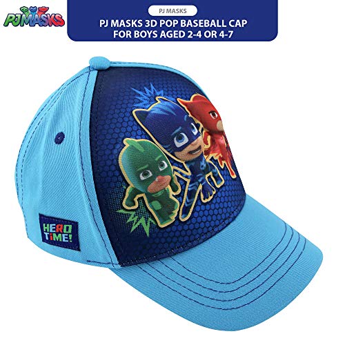 PJMASKS PJ Masks Boys' Baseball Cap - 3D Catboy, Owlette, Gekko Curved Brim Snap Back Hat (2T-7), Size Age 2-4, Pj Mask Light Blue - Image 4