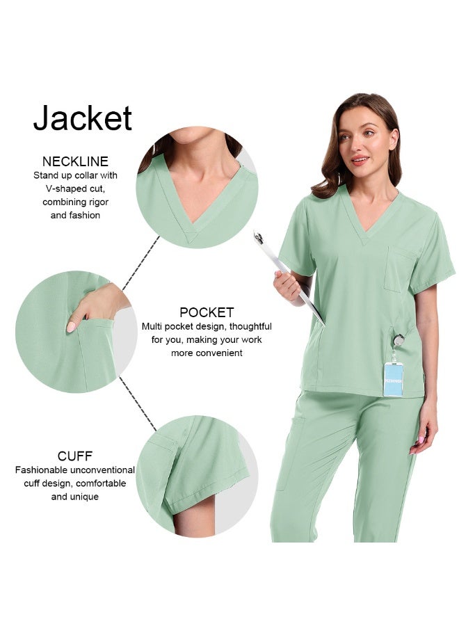 Loquat Womens Medical Scrubs Set Medical Uniform Set Light Blue - Image 5