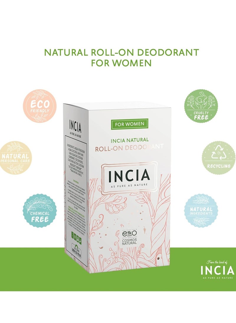 INCIA Natural Roll on Deodorant suitable for Sensitive Skin Vegan, Aluminum Free Deodorant for Men and Women, Fresh, Cruelty Free, Paraben Free, Natural Fragrance - 50ml  - Image 3