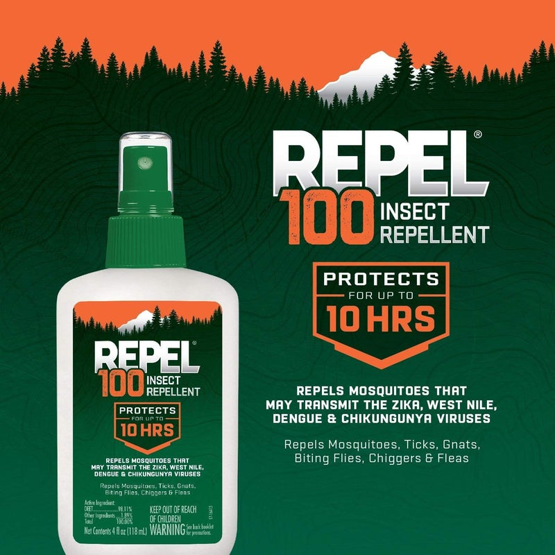 repel 100 Insect Repellent, 4 Ounces, With DEET, 10-Hour Protection Long-Lasting Insect Repellent Pump Spray Repels Mosquitoes, Ticks, Gnats, Biting Flies, Chiggers And Fleas, 6 Pack - Image 1