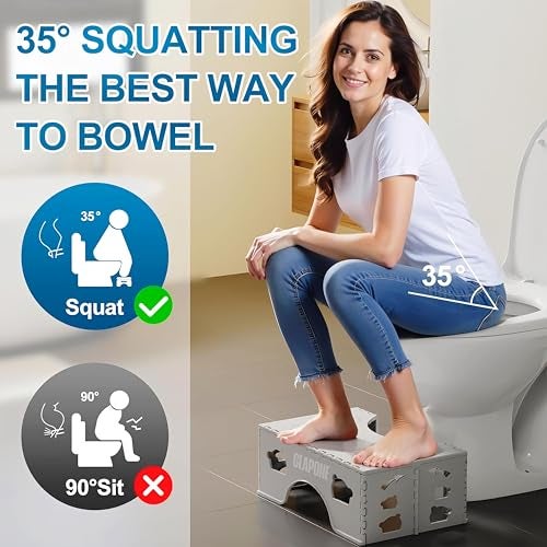 CLAPONE Foldable Toilet Stool 7inches Healthy Bathroom Squatting Posture Poop Stool with Anti-Slip Feet Toilet Poop Adult Portable Squatting Potty for Travel Size Bathroom Foot Rest Stools(White) - Image 2