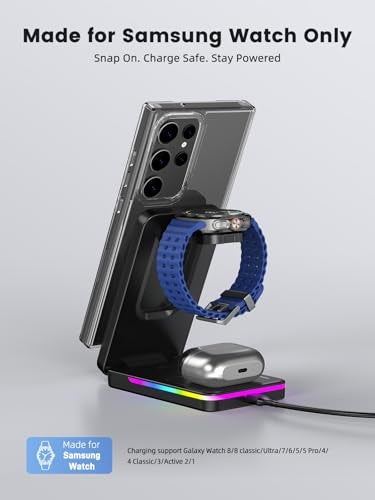 NeotrixQI Magnetic Wireless Charger for Samsung Galaxy S26 Ultra 3 in 1 Wireless Charging Station for Samsung Watch 8 Travel Foldable MagSafe Charger Stand for Android S25 UltraZ FoldZ Flip 7 Buds 4 Pro - Image 3