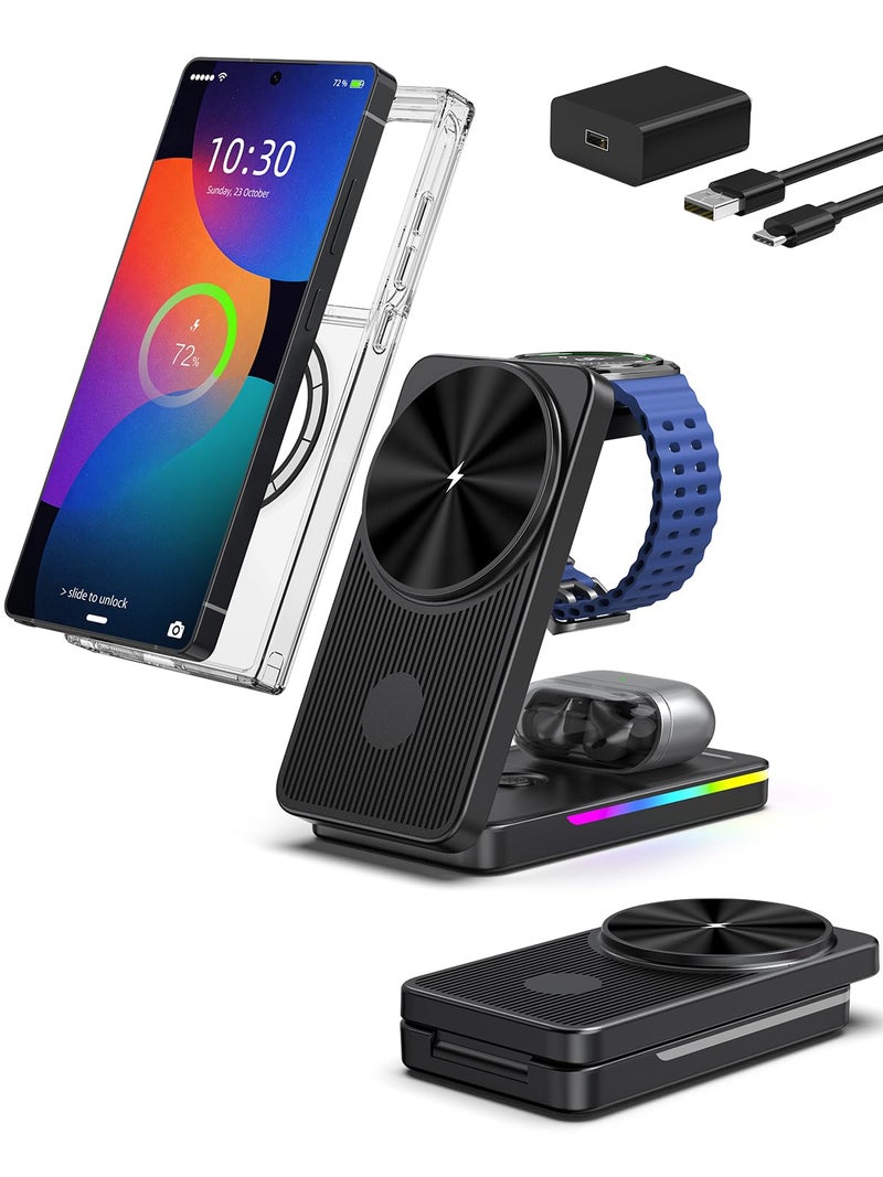 NeotrixQI Magnetic Wireless Charger for Samsung Galaxy S26 Ultra 3 in 1 Wireless Charging Station for Samsung Watch 8 Travel Foldable MagSafe Charger Stand for Android S25 UltraZ FoldZ Flip 7 Buds 4 Pro - Image 2