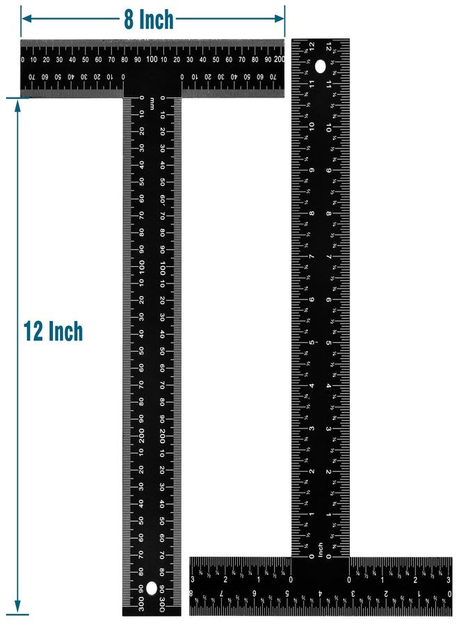 Allwin T Square Ruler - 12 inch Metal T Ruler for Drafting, Architecture, Engineering & Art | Precision Dual-Scale (Inch & MM) - Tee Ruler, Scale Ruler - Image 2