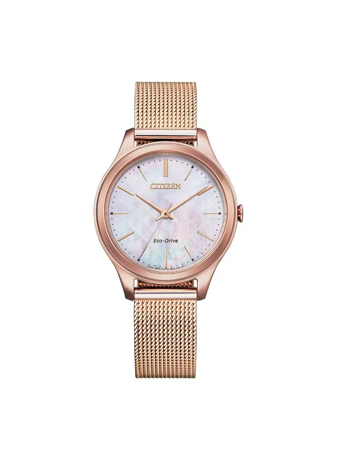 CITIZEN Women's Stainless Steel Mesh with Pink Gold Plating ECO-DRIVE WOMEN Watch EM0508-80Y - 32 mm