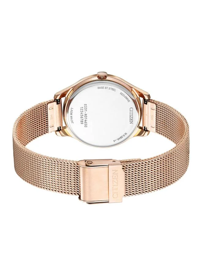 سيتيزن Women's Stainless Steel Mesh with Pink Gold Plating ECO-DRIVE WOMEN Watch EM0508-80Y - 32 mm