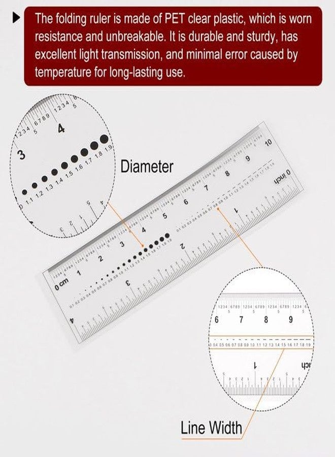 Tnyvm 2Pcs Foldable Ruler, Transparent Film Flexible Ruler 4 Inch 0.1mm Scale, Plastic Folding Straight, Calibration Soft Measuring for Factory, Transparent Drafting Tools Teaching Materials - Image 4