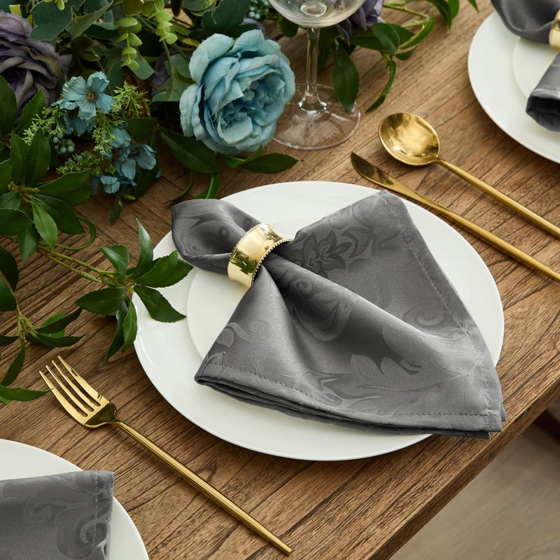 Newbridge Barcelona Damask Fabric Tablecloth, 60 x 120 Inch Rectangle, Grey - No Iron, Soil Resistant Table Cover for Dining, Parties and Holidays - Image 5