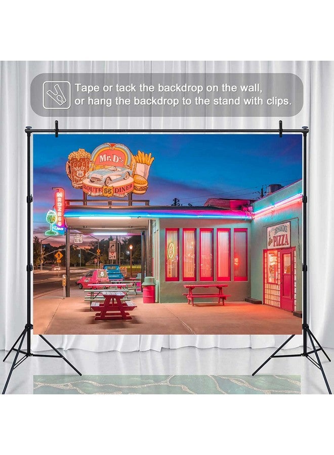 KIKIDOR Route 66 Retro Restaurant Backdrop 50S Street Pizza Store Neon Photography Backdrop Nostalgic 50S Retro Car Party Decoration Banner Portrait Shoot Props Studio Supplies 7X5Ft Bjokki048 - Image 5