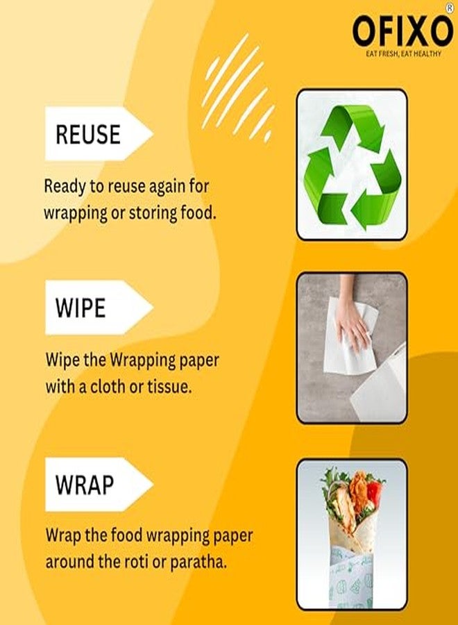 OFIXO Food Wrapping Paper Roll - Premium Non-Stick Butter Wrapping Paper. Food Wrapping Paper, Re-heatable Non Stick Paper, Parchment Paper (50 Meter) - Image 4