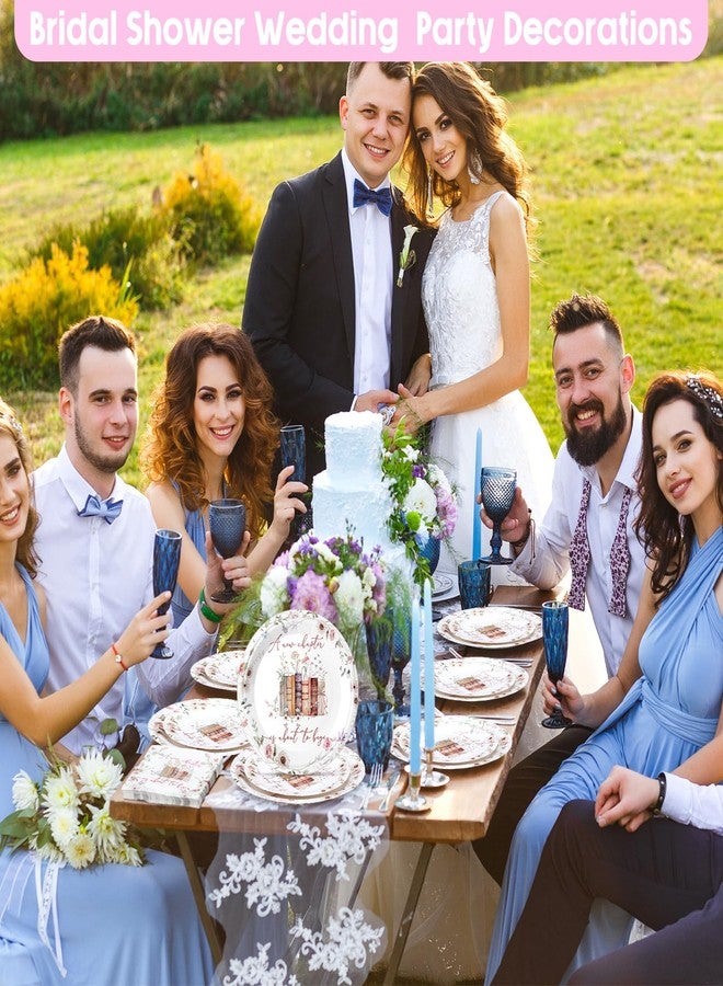 Romooa 168 Pcs A New Chapter Is About to Begin Bridal Shower Tableware Set, Storybook Floral 9" 7" Paper Plates Cups Napkins Party Supplies, Book Wildflower Dinnerware for Bridal Shower Wedding - Image 4