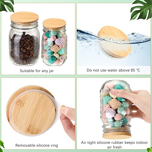 SEEWEY 40 Pieces Bamboo Mason Jar Lids Storage Canning Jar Lids 20 Pcs Regular Mouth 20 Pcs Wide Mouth Reusable Wooden Mason Container Sealing for Home Kitchen Wedding, 2 Sizes - Image 3
