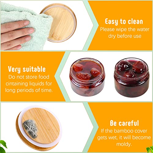 SEEWEY 40 Pieces Bamboo Mason Jar Lids Storage Canning Jar Lids 20 Pcs Regular Mouth 20 Pcs Wide Mouth Reusable Wooden Mason Container Sealing for Home Kitchen Wedding, 2 Sizes - Image 4