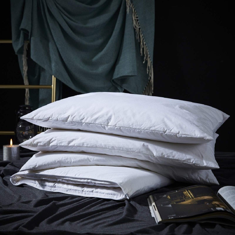 Three Geese Adjustable Layer Goose Feather Pillow,Assemblable Bed Pillow,100% Soft Cotton Cover,Good for Side and Back Stomach Sleeper,King Size,Packaging Include 1 Pillow. - Image 1