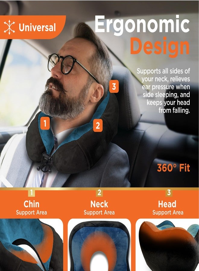 بلاك اند ديكر وسادة رقبة من إسفنج الذاكرة من بلاك آند ديكر مع جيب للهاتف - وسادة سفر للطائرات والسيارات والقطارات - دعم مريح للرقبة، غطاء قابل للغسل، مقاس عالمي، أزرق - Image 4