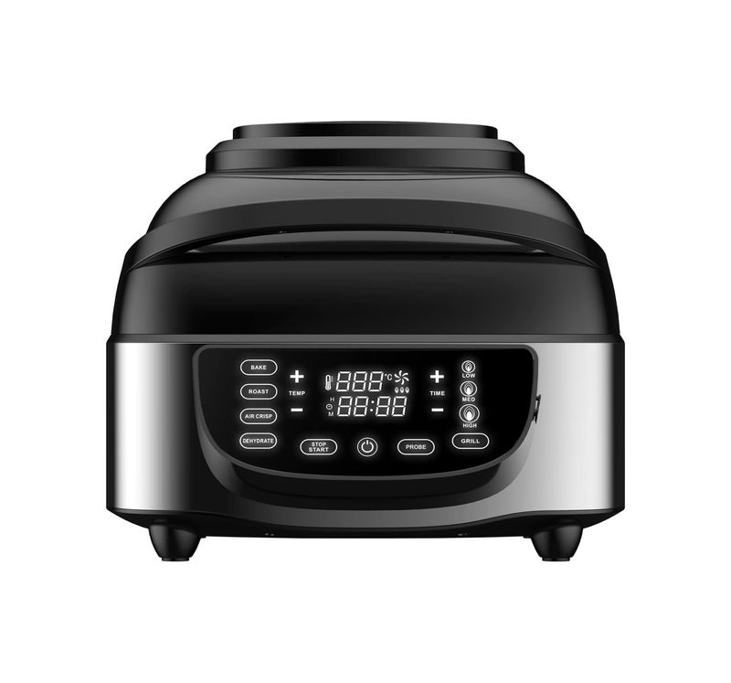 BERGNER BERGNER Masterpro Indoor Electric Smokeless Grill7 liter1800 WattDigital Led Display And Multi Touch Panel5 In 1 Function GrillBakeRoastDehydrateAir Fry With Cyclonic Air TechnologySilver  - Image 1