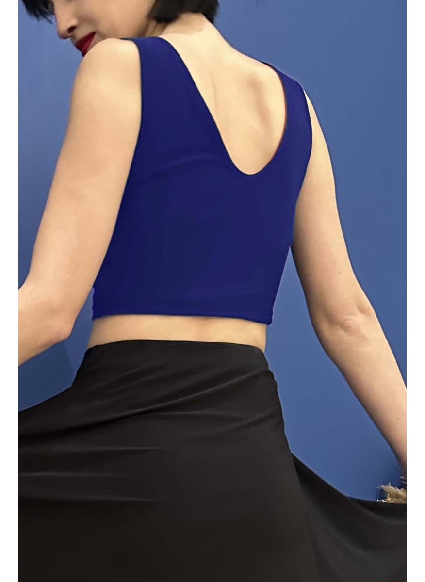 Due Stelle Black Saks Double-Sided Flexible Lycra Tango Crop Top  - Image 4
