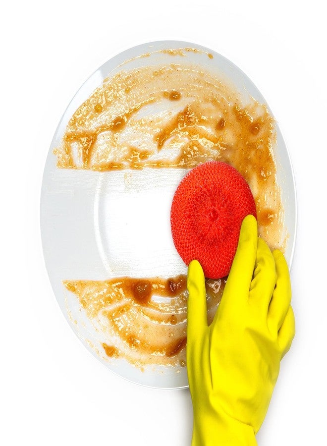 Uiifan 50 Pcs Plastic Dish Scrubbers for Dishes Nylon Dish Scrubber Plastic Pot Round Non Scratch Mesh Pot Scrubber Pads for Kitchen Household Cleaning, 5 Colors - Image 5