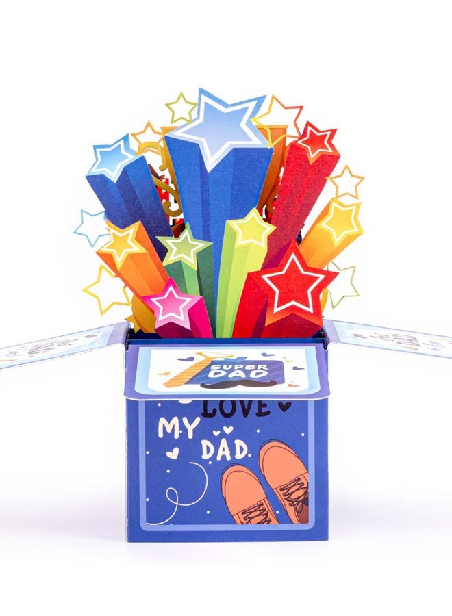 3D Box Greeting Card with Envelope SUPER DAD Card Pop Up Creative Folding Blessing Card - Image 3