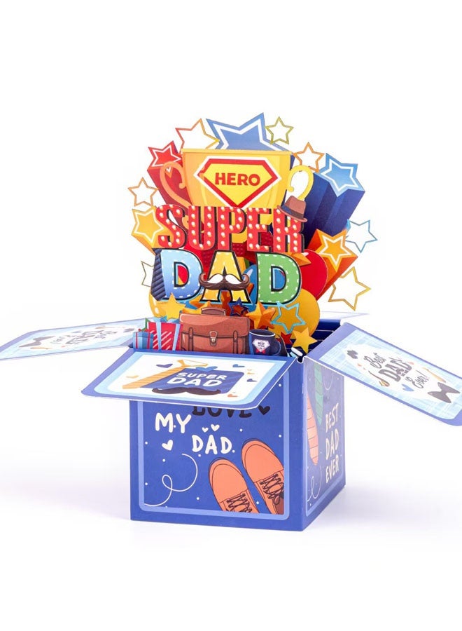 3D Box Greeting Card with Envelope SUPER DAD Card Pop Up Creative Folding Blessing Card - Image 2
