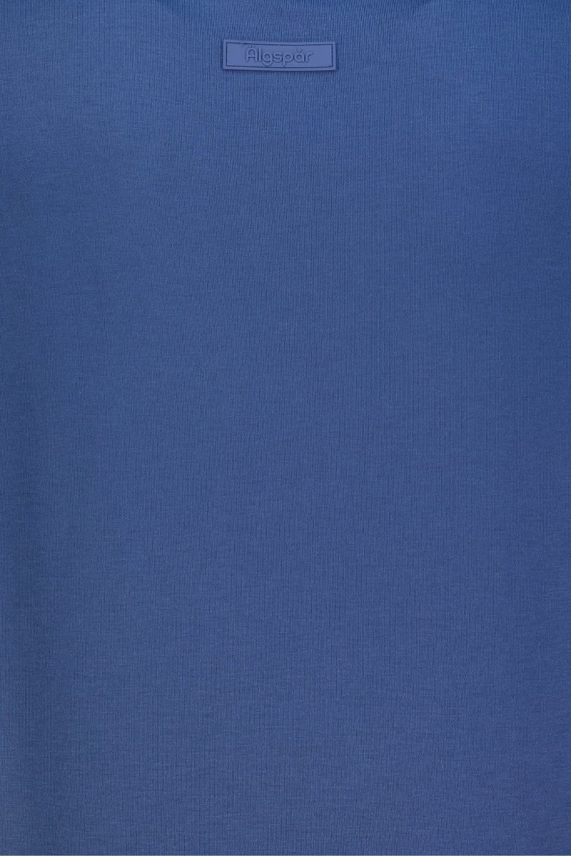 Algspar Men Crew Neck Short Sleeve Brand Logo T-Shirt, Indigo Blue - Image 4