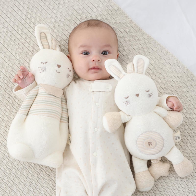 COTTONBEBE Newborn Baby Toys, Soft Cotton Stuffed Bunny Toy with Lullaby Music for Boy & Girl Babies 0-3-4-6+ Months,Easter Gift for Baby (Mrs.Bunny) - Image 5