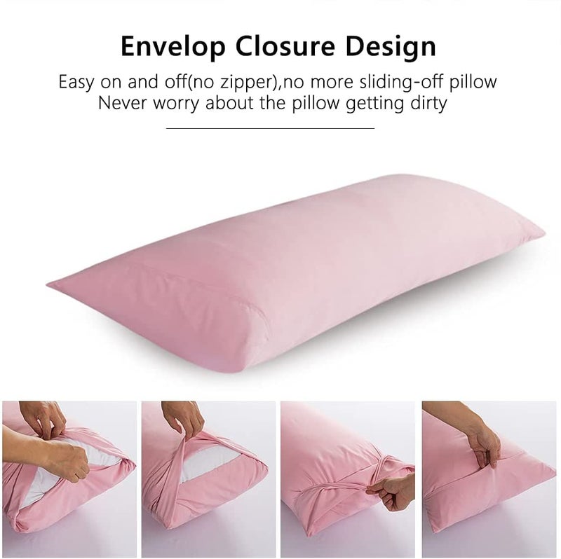 ELNIDO QUEEN Body Pillow with Pillowcase - Soft Long Bed Pillow for Adults - Breathable Full Body Pillow Insert for Sleeping, 20x54inches - Pink - Image 4