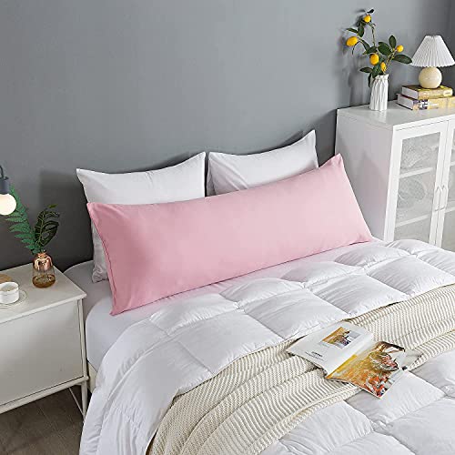 ELNIDO QUEEN Body Pillow with Pillowcase - Soft Long Bed Pillow for Adults - Breathable Full Body Pillow Insert for Sleeping, 20x54inches - Pink - Image 2