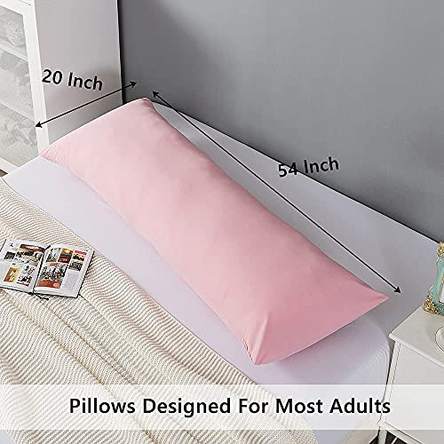 ELNIDO QUEEN Body Pillow with Pillowcase - Soft Long Bed Pillow for Adults - Breathable Full Body Pillow Insert for Sleeping, 20x54inches - Pink - Image 3