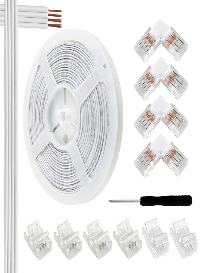 VIPMOON 32.8ft 4 Pin RGB Extension Cable Wire and 10Pcs 4 Pin 10mm LED Light Strip Connectors for Waterproof/Non-Waterproof 5050 3528 Led Strip Light - Image 1