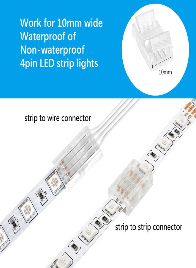 VIPMOON 32.8ft 4 Pin RGB Extension Cable Wire and 10Pcs 4 Pin 10mm LED Light Strip Connectors for Waterproof/Non-Waterproof 5050 3528 Led Strip Light - Image 4