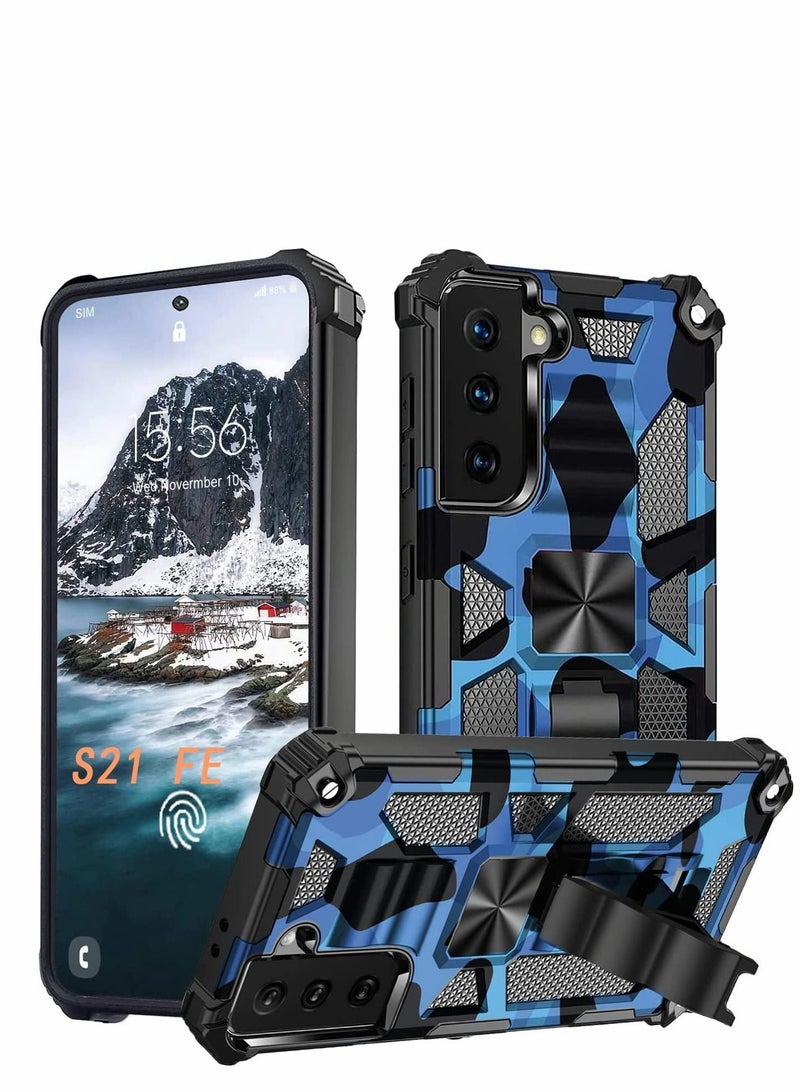 SYOSI Case for Samsung S21 FE Case Camouflage Cover ​with Stand Kickstand Support Magnetic Car Mount Military Grade Rugged Armor Shockproof Case for Samsung Galaxy S21 FE 5G 6.4'' - Image 1