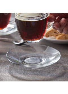 Amaxone Amaxone Clear Glass Saucer Plate without Cup Transparent KACH KI RAKABI Plates Pack of 6 Tea Coffee Cup Serving Under Kitchen Home Serve Restaurant use  - Image 2