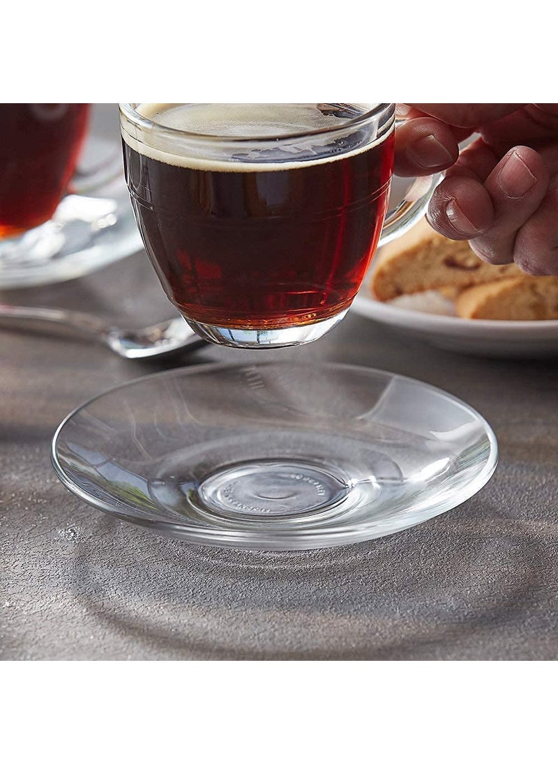 Amaxone Amaxone Clear Glass Saucer Plate without Cup Transparent KACH KI RAKABI Plates Pack of 6 Tea Coffee Cup Serving Under Kitchen Home Serve Restaurant use  - Image 2