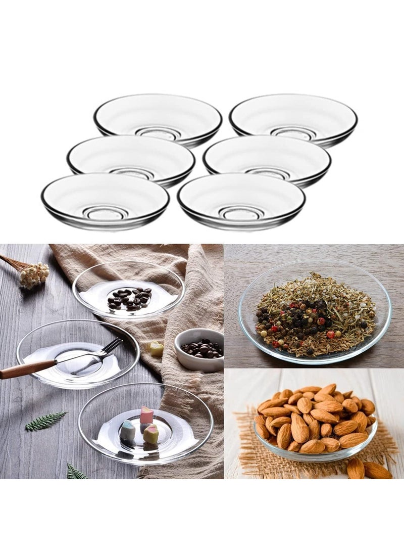 Amaxone Amaxone Clear Glass Saucer Plate without Cup Transparent KACH KI RAKABI Plates Pack of 6 Tea Coffee Cup Serving Under Kitchen Home Serve Restaurant use  - Image 1