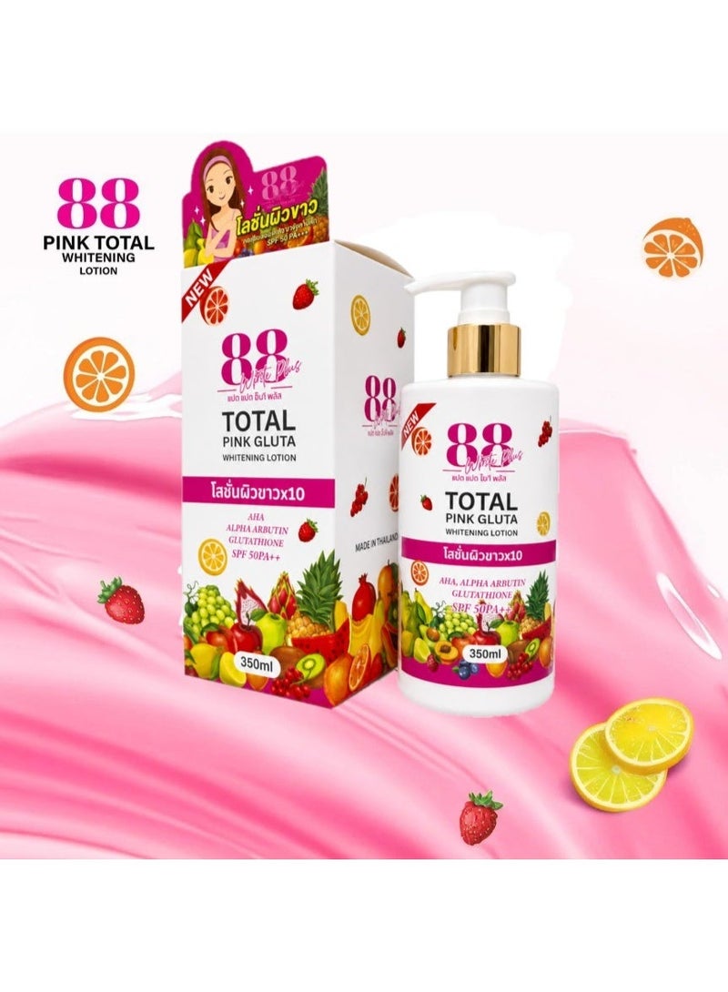 88 Total White 88 White Plus Total Pink Gluta Whitening Lotion Body Lotion with Glutathione AHA Alpha Arbutin Niacinamide SPF 50 PA++ 350ml - Image 3