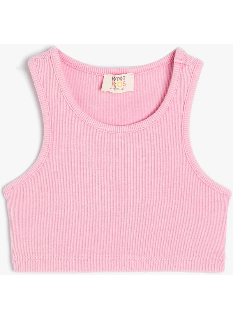 KOTON Crop Undershirt Sleeveless Round Collar Ribbed Cotton