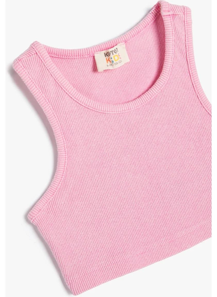 KOTON Crop Undershirt Sleeveless Round Collar Ribbed Cotton