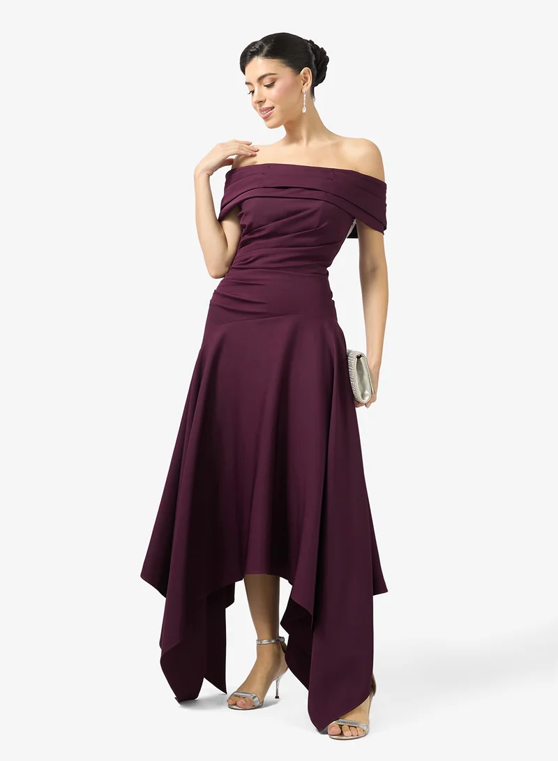Namshi x  Drop Shoulder Draped Evening Crepe Dress for Women | Best Price UAE